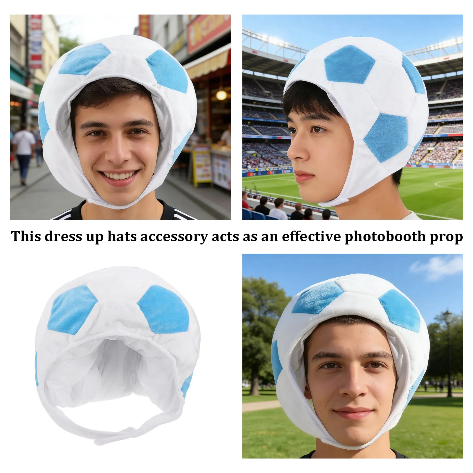 Gorro de Fútbol Azul, Suave y Cálido, para Disfrazarse de Jugador de Fútbol, para Fiestas de Cumpleaños, Eventos Deportivos, Accesorios para Fotos, Celebración de Partidos de Fútbol
