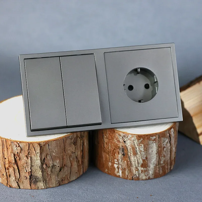 FCSS Plastic Panel Wall Light Switches 1/2/3/4 Gang Button Switch with Wall EU TV NET Socket Function Parts DIY Korean Standard