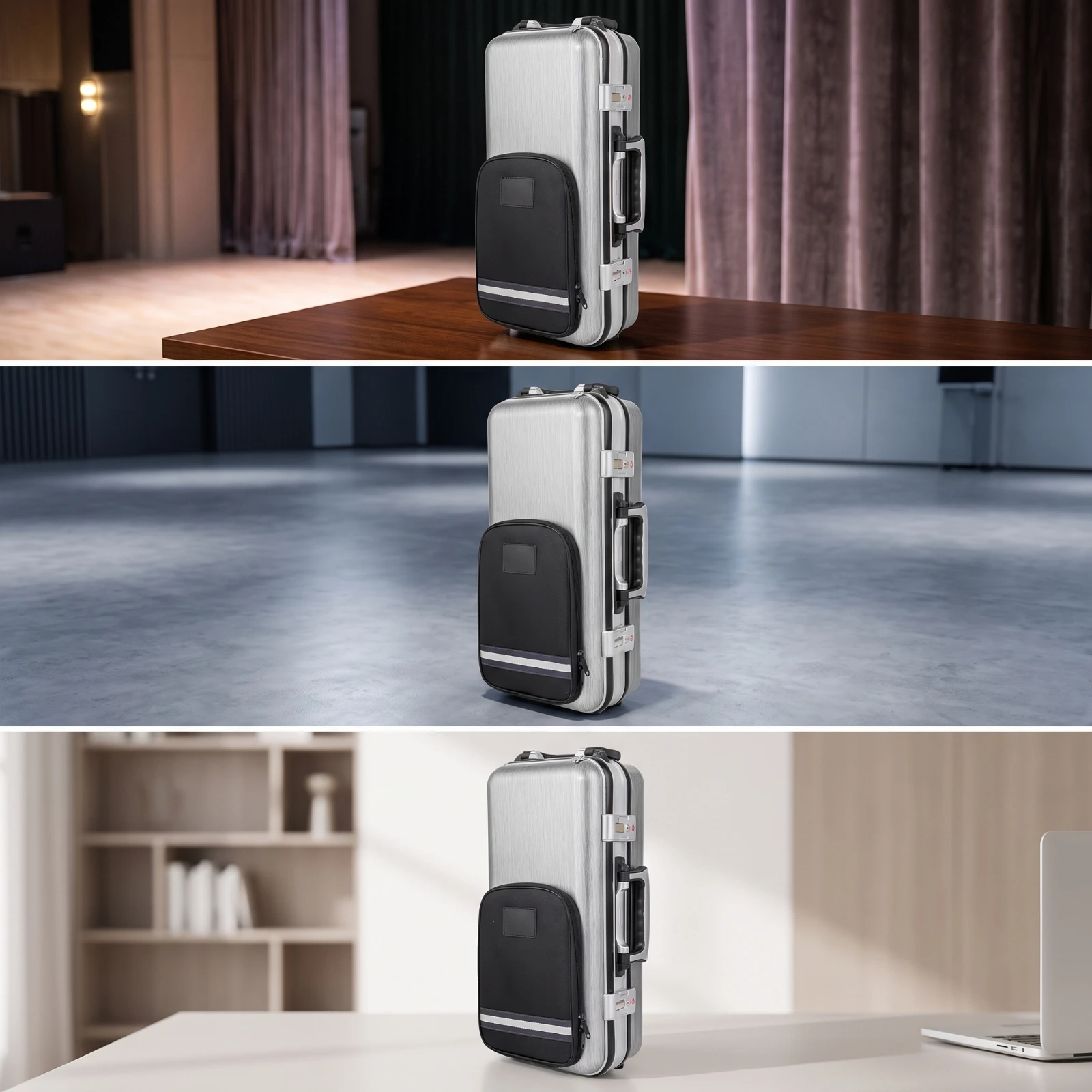 Instrument Case with Backpack Straps Lockable Hard-Shell Instrument Case Shoulder Strap Sturdy Carrying System Comfortable