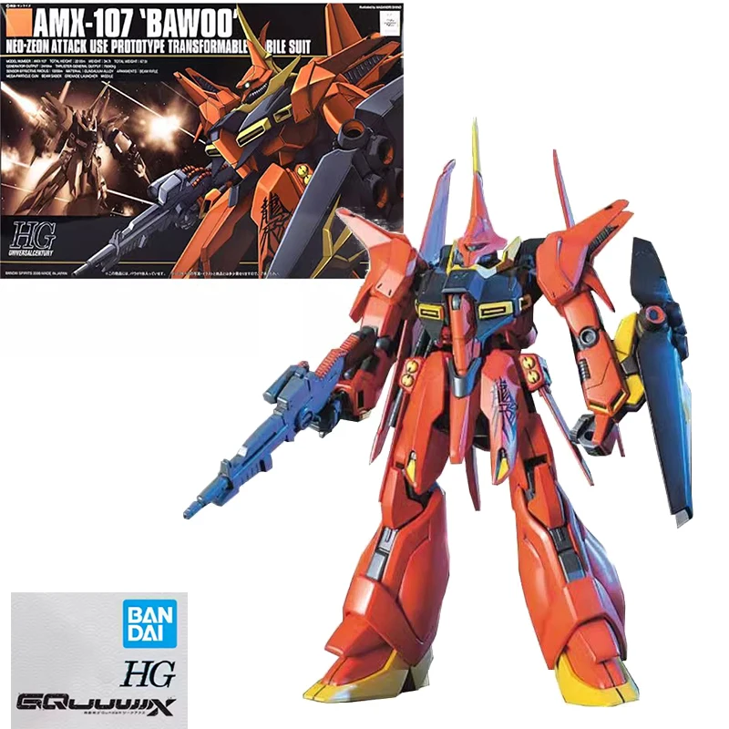 

Spot Bandai HGUC 015 1/144 AMX-107 BAWOO Red Dragon Fei Gundam Anime Character Assembly Model Toy Boy Gift