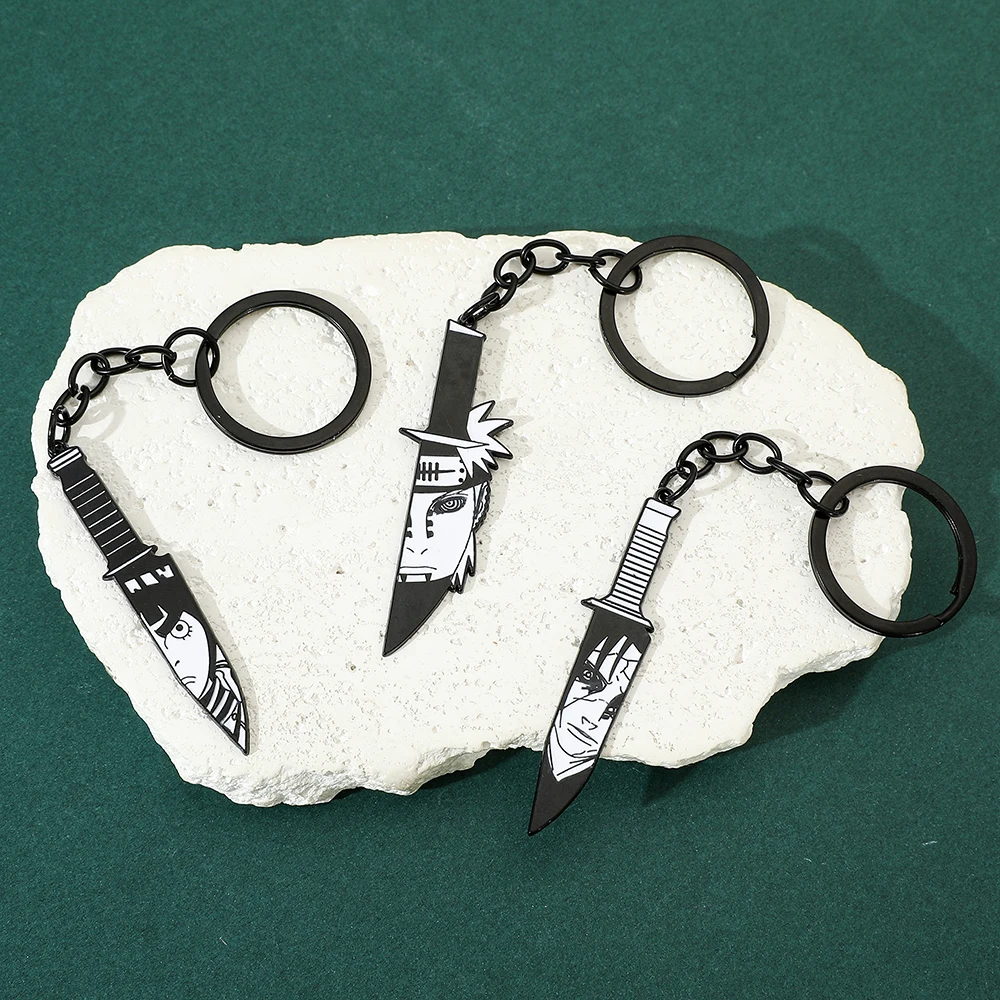 Naruto Anime Figure Uchiha Sasuke Keychain Small Knife Shape Uzumaki Keyrings for Friends Backpack Ornament Pendant Gifts view 5