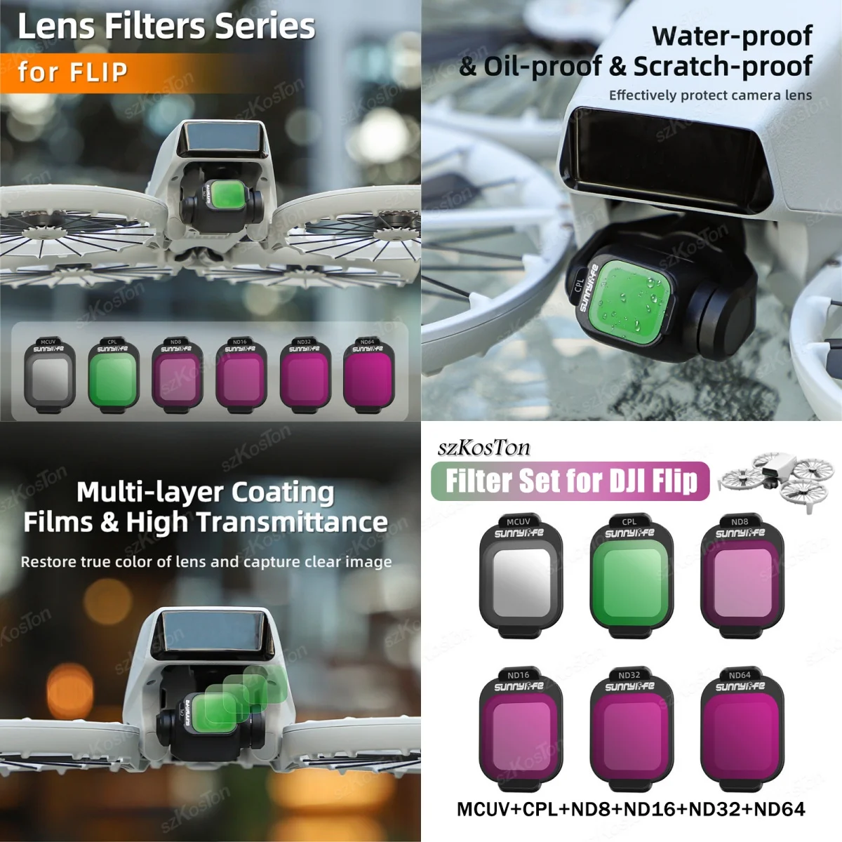 Filterset für DJI Lito X1/Neo 2/Mini 5 Pro/Mini 4 Pro/Filp ND MCUV CPL Filter Blendschutz Optisches Glas Linsenzubehör – Detail 3
