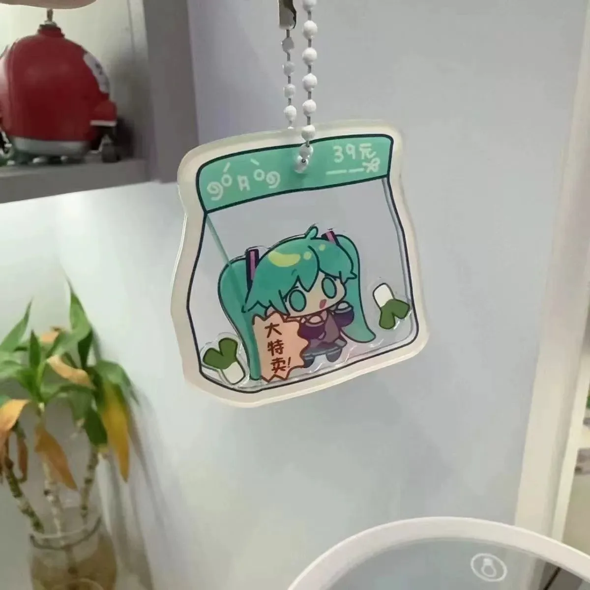 2024 New Anime Hatsune Miku Figure shake eat scallion Kawaii Q version ciondolo acrilico portachiavi modello giocattoli puntelli Cosplay regali