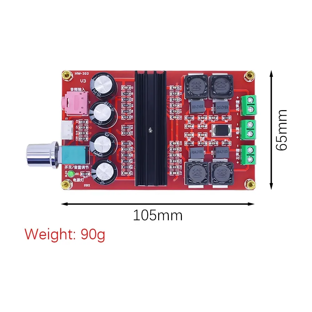 2x100W XH-M190 TPA3116 D2 Dual Channel Digital Audio Amplifier Board for Arduino TPA3116D2 Two Channel Module 100W+100W 12-24V