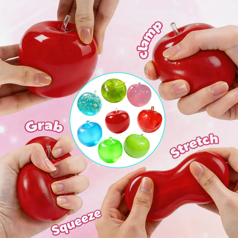 New Maltose Apple Squishy Toy Clear Transparent Fruit Squeeze Toy Soft Fidget Vent Toy Stress Relief Anxiety Novelty Sensory Toy