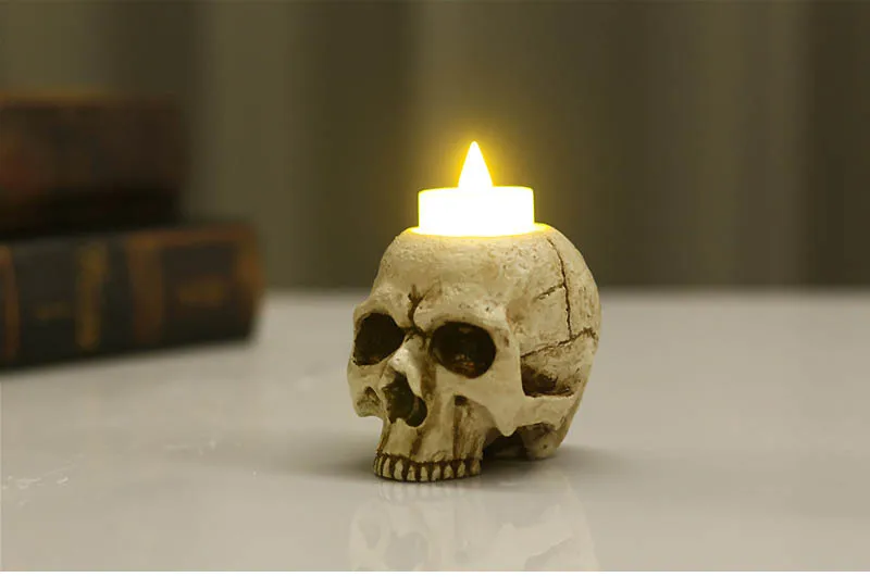 Halloween Skull Candle Holder Resin Skeleton Tea Light Stand Skull Lacrimation Candlestick Resin Skull Candle Holder