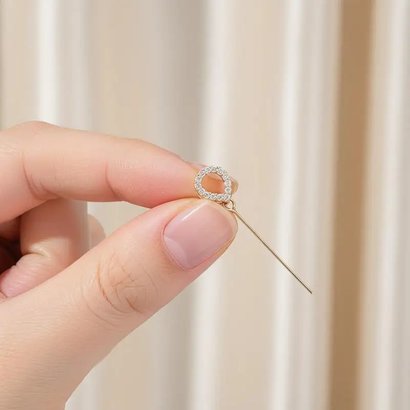 14K Gold Fine Needle Pendant Buckle Long Needle Hard Hole Custom Fit for Cow Nostril Jewelry DIY