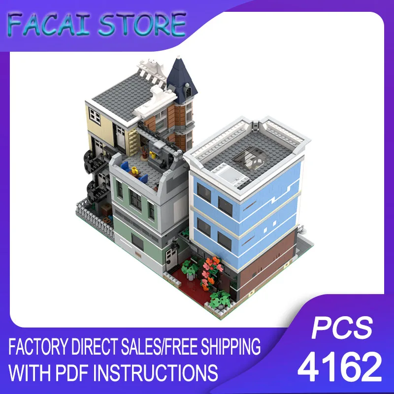 

City View Moc Building Bricks Modular Backyard Bagels - Assembly Square" V2 Technology Blocks Christmas DIY Toy Construction