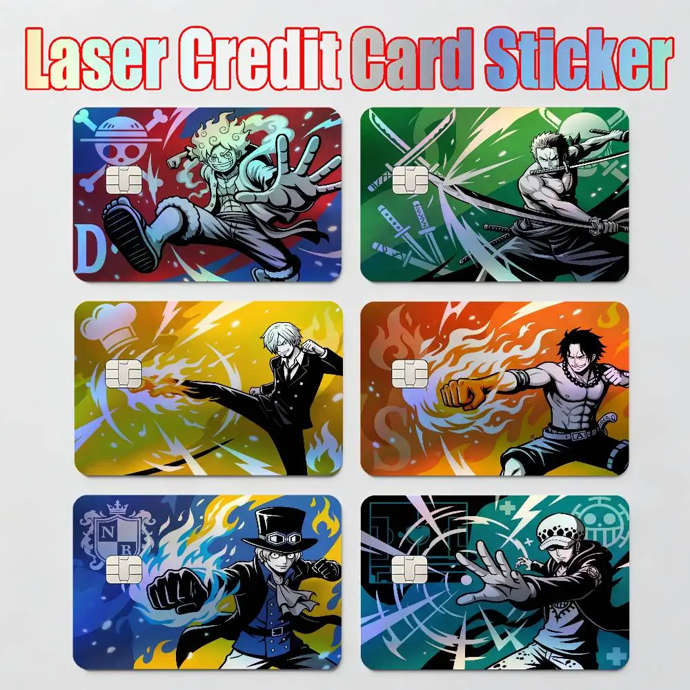 

stickers moto stickers ONE PIECE LUFFY ZORO SANJI ACE NAMI Laser Reflective Card Skin Sticker For Debit Credit Card