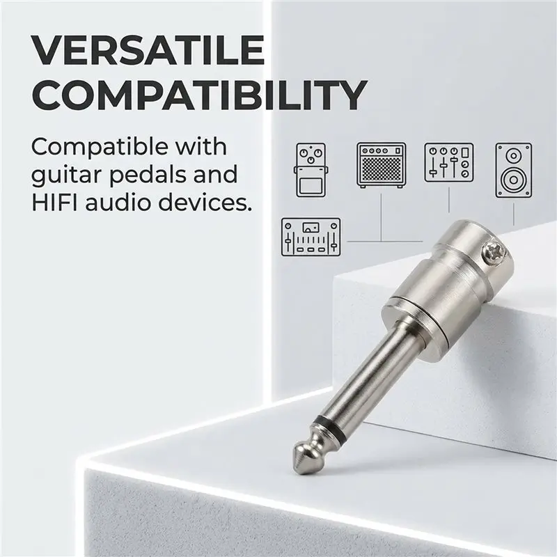 A07T-For Guitar Pedal Patch Cable Compatible 10Pc 6.35Mm For TS Mini Short Barrelful Zinc Alloy Jack Plug-Screw Lock, HIFI Audio