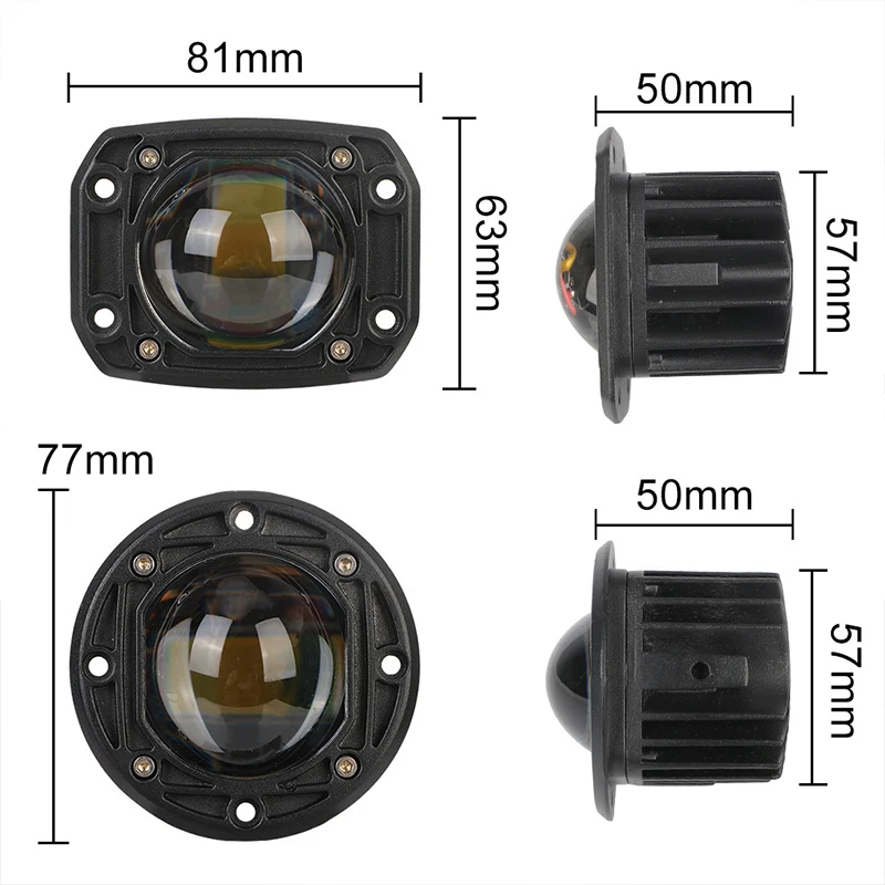 3 Inch Flush Mount LED Lens Work Light 20W Dual Color Embedded Fog Lamp Square Round For Off Road 4x4 Truck SUV ATV Motorcycle