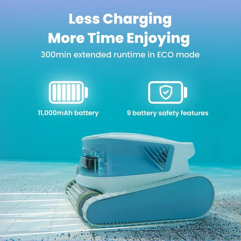 Hydro 3S Cordless Robotic Pool Vacuum for Inground Pools, 4 Cleaning Modes, App Control,300 Mins ECO Mode,Dual Centrifugal Pumps