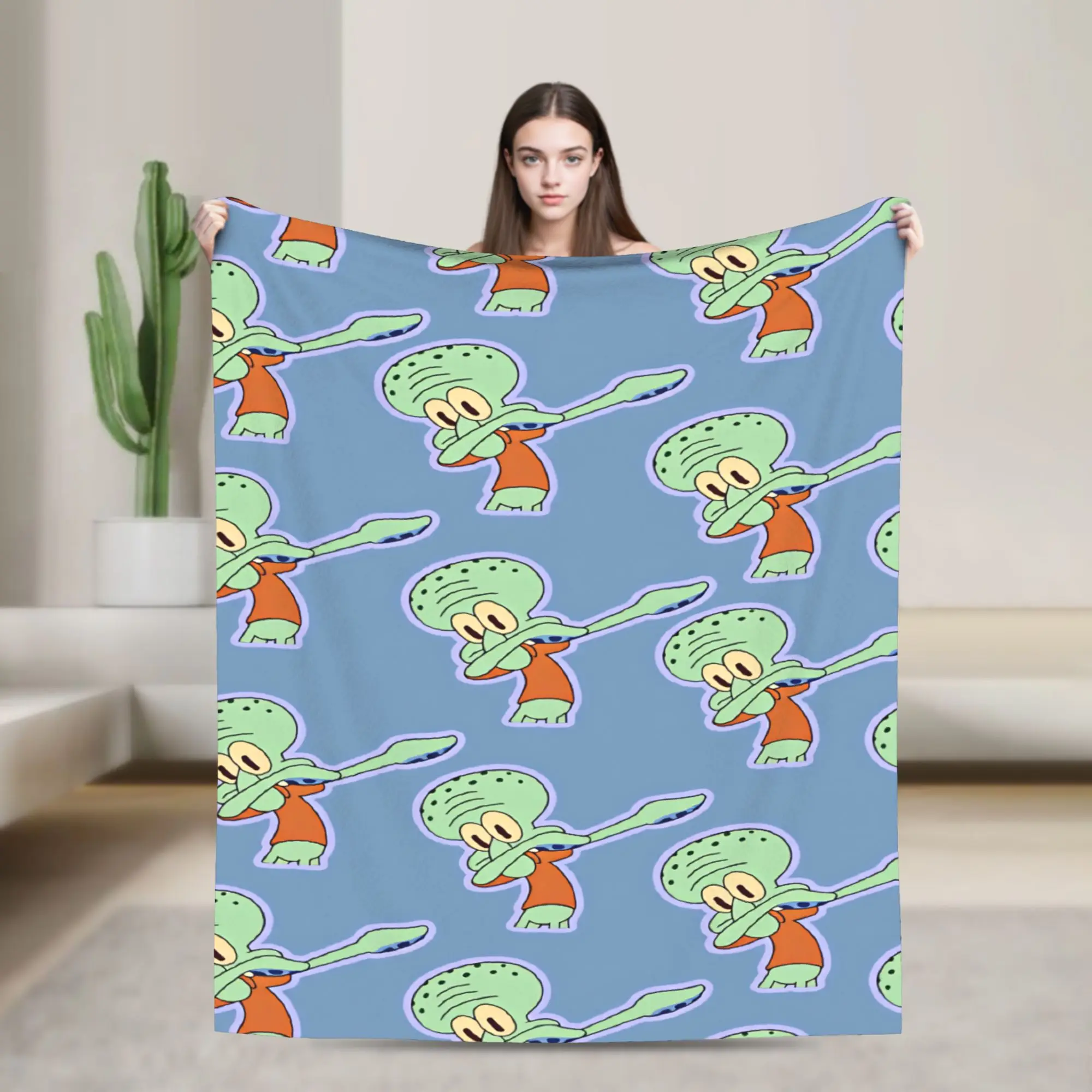SpongeBobs Plankton  Blanket  Warm Soft Print Plush Throw Blanket For Kids Home Decor Flannel Bedspread Bed Cover