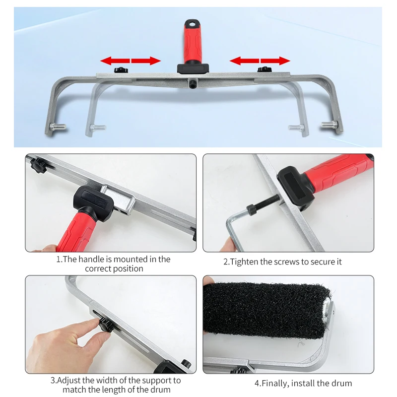 Black Fiber Roller Brush Kit for Putty Application, Wall Art Texture - Home Decor DIY Tool, Black, Fiber Brush, Roller view 5