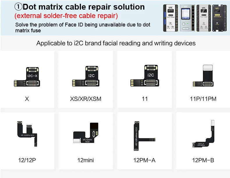 I2C MC15 Face ID Dot Matrix Chip Dot Projector pour iPhone X-15 Pro Max/ipad Pro Face ID Réparation Dot Matrix Flex Cable sans soudure