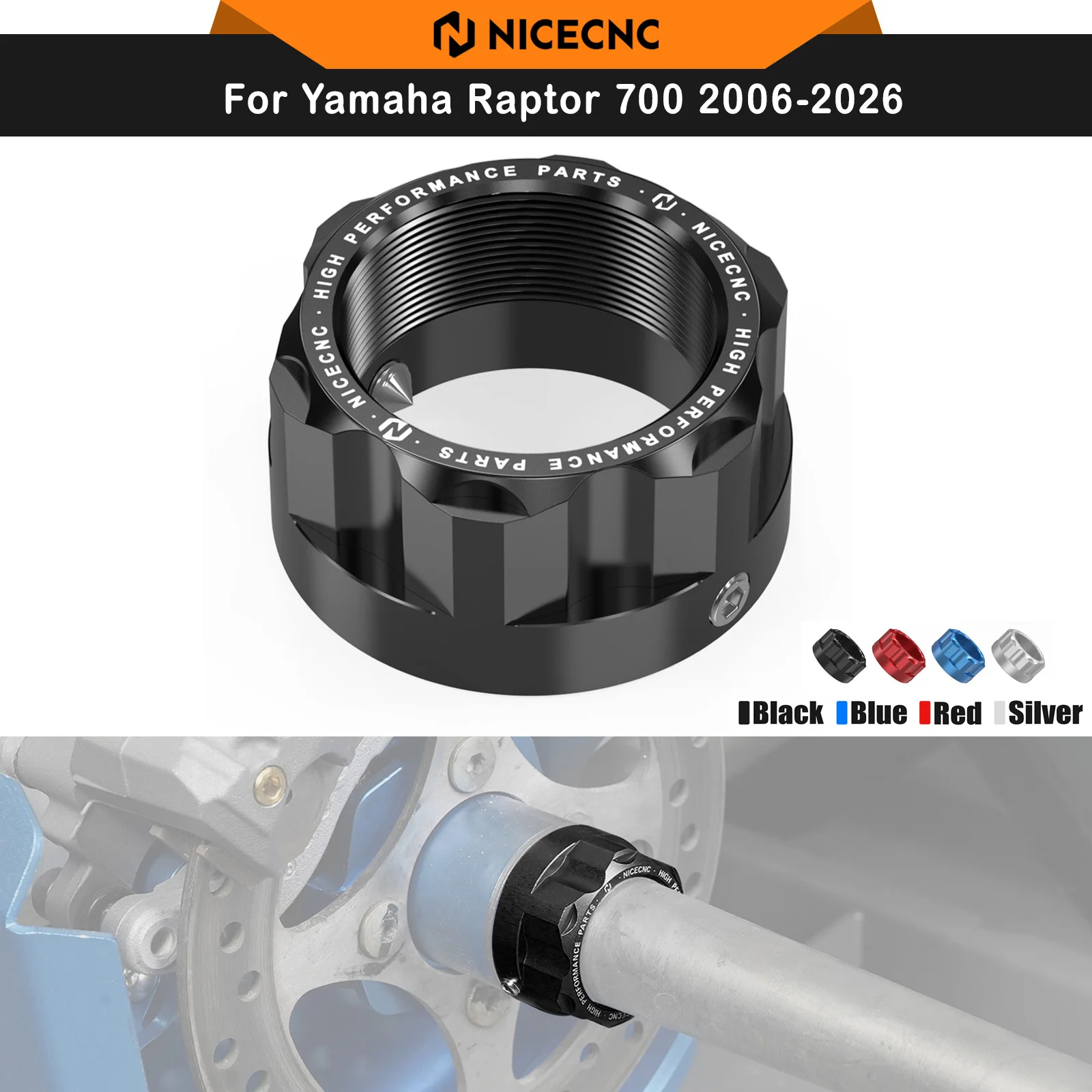 NICECNC for Raptor 700 ATV Rear Axle Nut for Yamaha Raptor 700R 2009-2026 Raptor YFZ450 2007-2013 Aluminum ATV Accessories