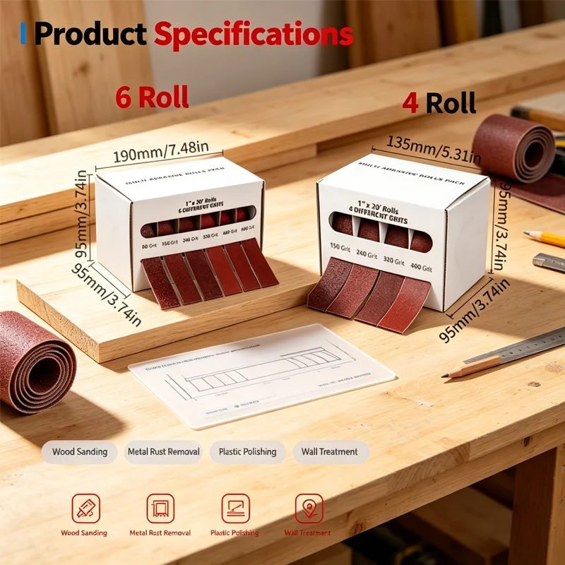 Abrasive Tool Sandpaper Roll 6 Meter  Sanding Paper Emery Cloth Roll Grit 80 150 240 320 400 600 Polishing Bel Grinding sandpape