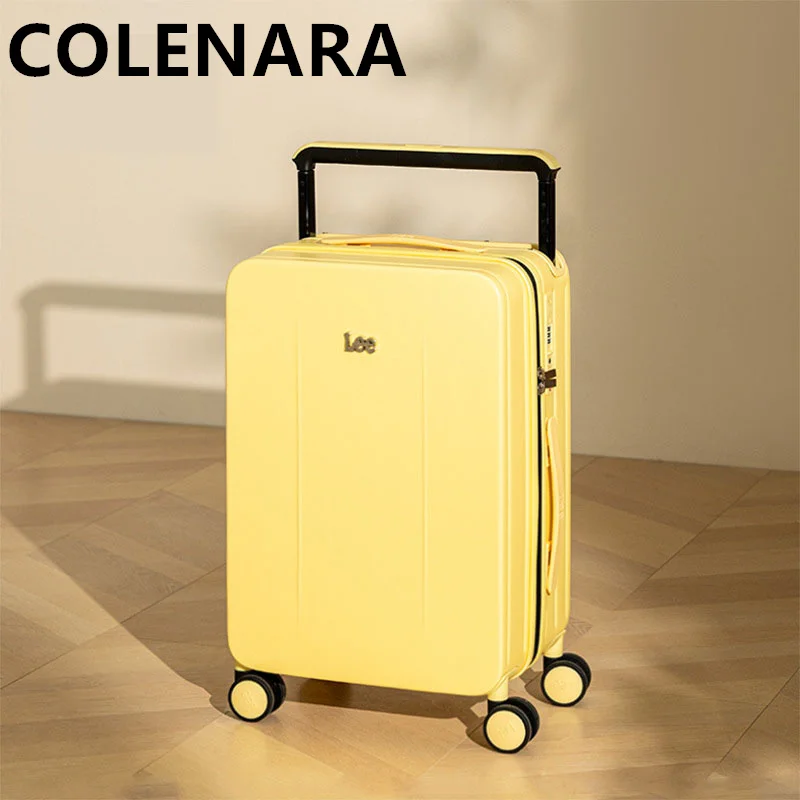 COLENARA Luggage New PC Boarding Box 20"22"24 Inch Trolley Case USB Charging Password Box with Cup Holder Rolling Suitcase