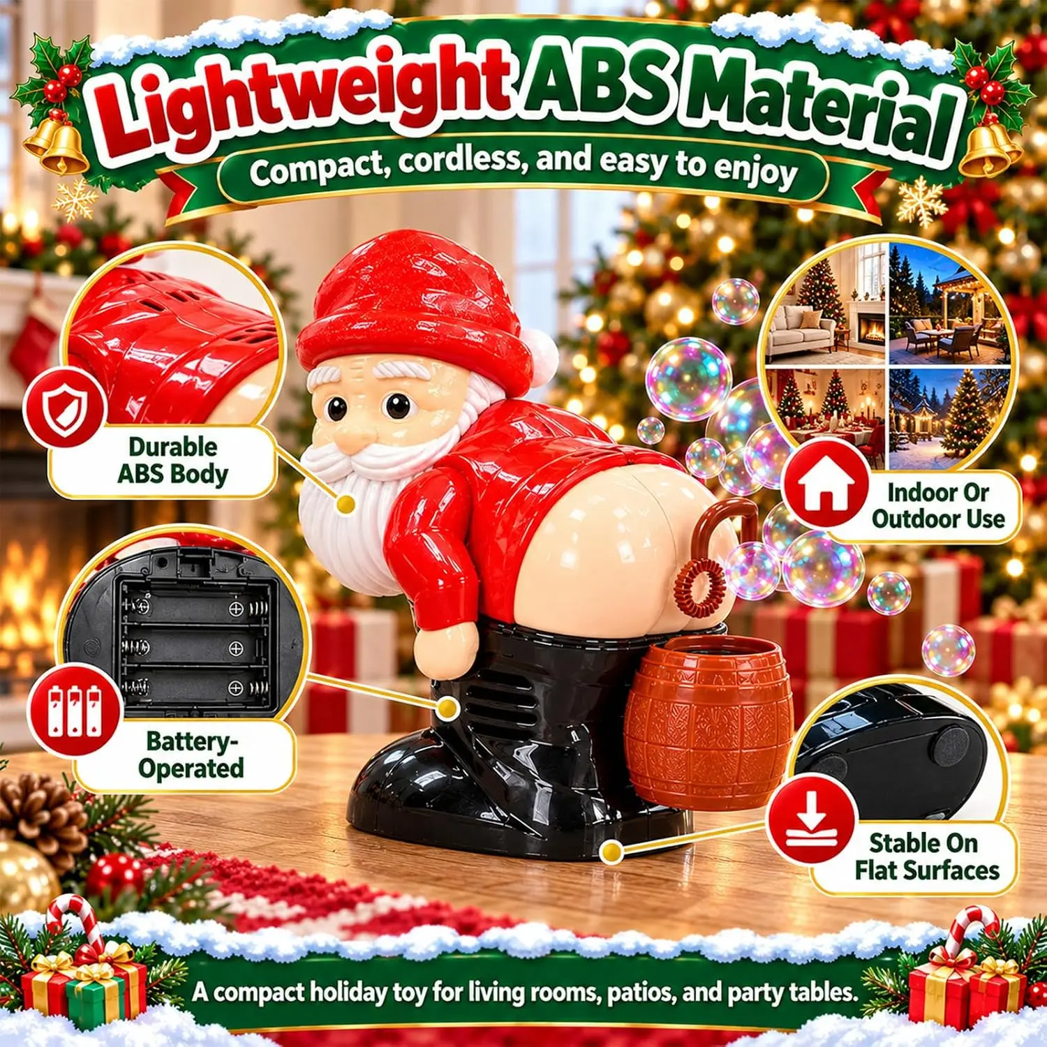 Farting Santa Automatic Bubble Blower Electric Prank Bubble Machine With Music LED Lights Fun Christmas Party Gift Santa Bubble