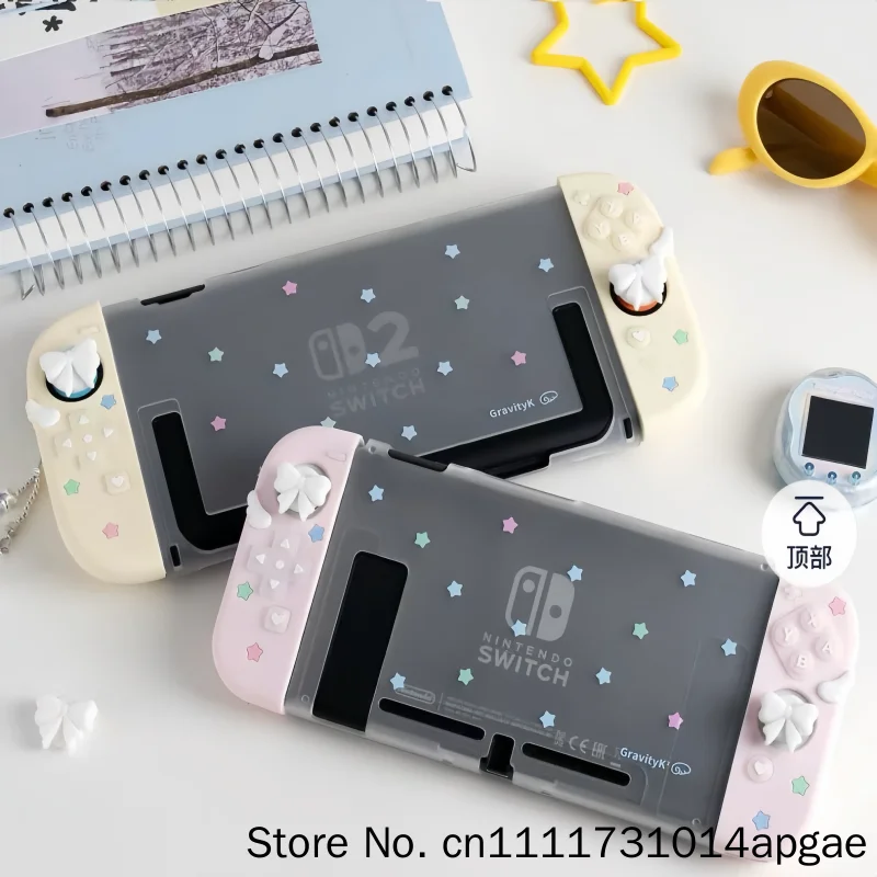 Ns2 Shell Original Protective Case For Switch 2 Oled Ns Star Bow Wing Soft Silicone Joy Con Controller Cover Game Accessory Toys