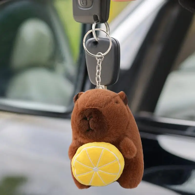 LLavero de Capybara para niños y niñas, colgante de juguete de peluche, suave, decorativo, fruta, Animal, mochila