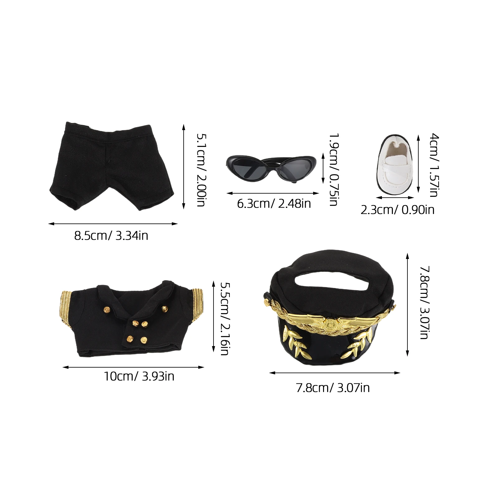 1 set 1 Set Captain Outfit Realistic Pilot Clothes For Soft Reusable Stuffed Animal Clothing - Kawaii Accessories For Role Play