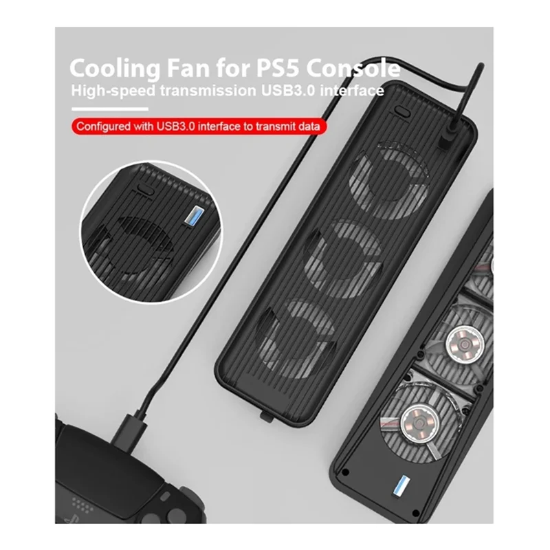 PS5 冷却ファンサイレントクーラー LED ライト付き USB3.0 ポートゲームコンソール冷却ファンホワイト簡単インストール