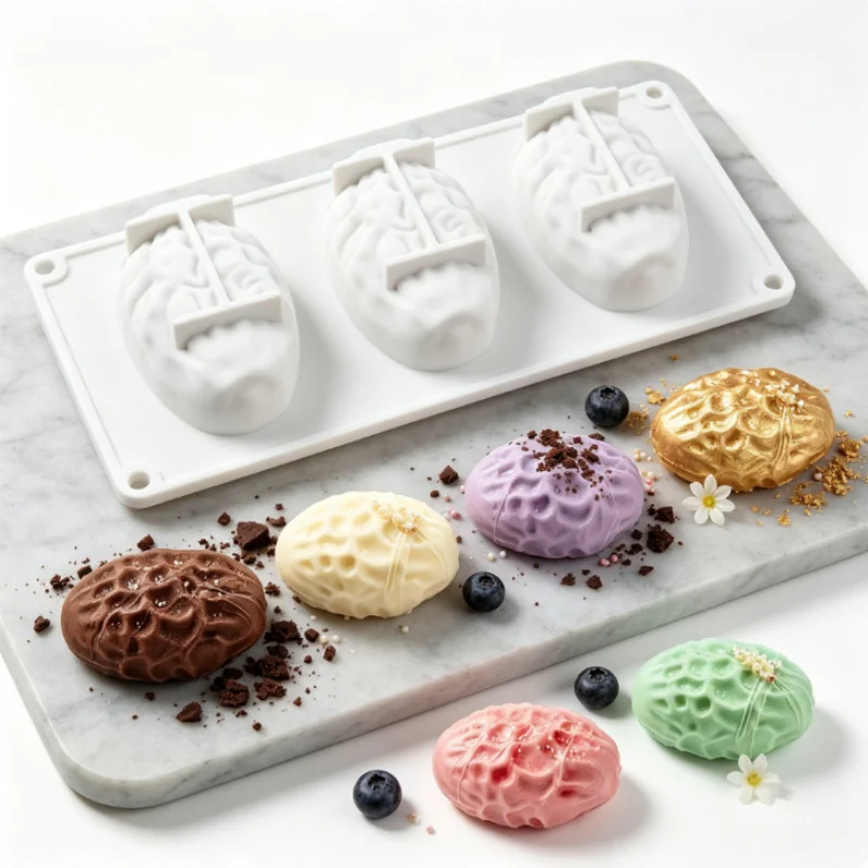 1pc 3-cavity date-shaped silicone mold non-stick easy demold for dessert cake chocolate exotic treat