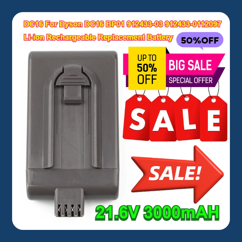 

21.6V 3000mAH DC16 For Dyson DC16 BP01 912433-03 912433-0112097 Li-ion Rechargeable Replacement Battery