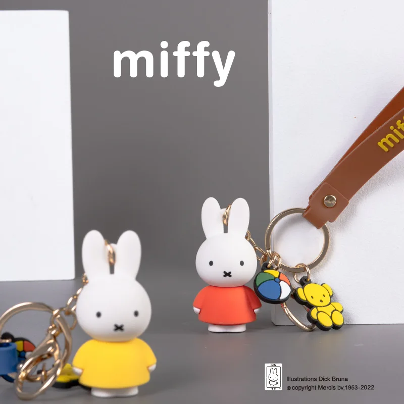 Cartoon Miffy Rabbit Keychain Kawaii Backpack Pendant Car Key Accessories Children's Creative Festival Gift Couple Gift