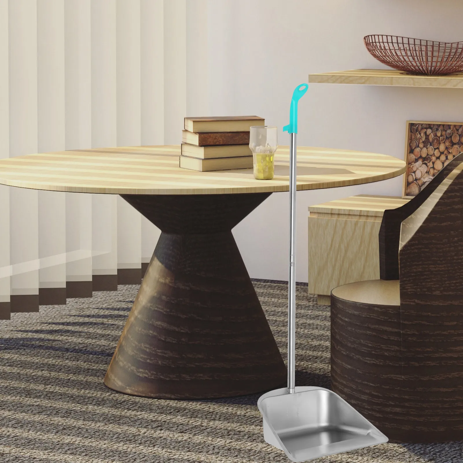 

Premium Stainless Steel Dustpan Ergonomic Long Handle Seamless Ground Fit Upright Design for Easy Corner Cleaning Household
