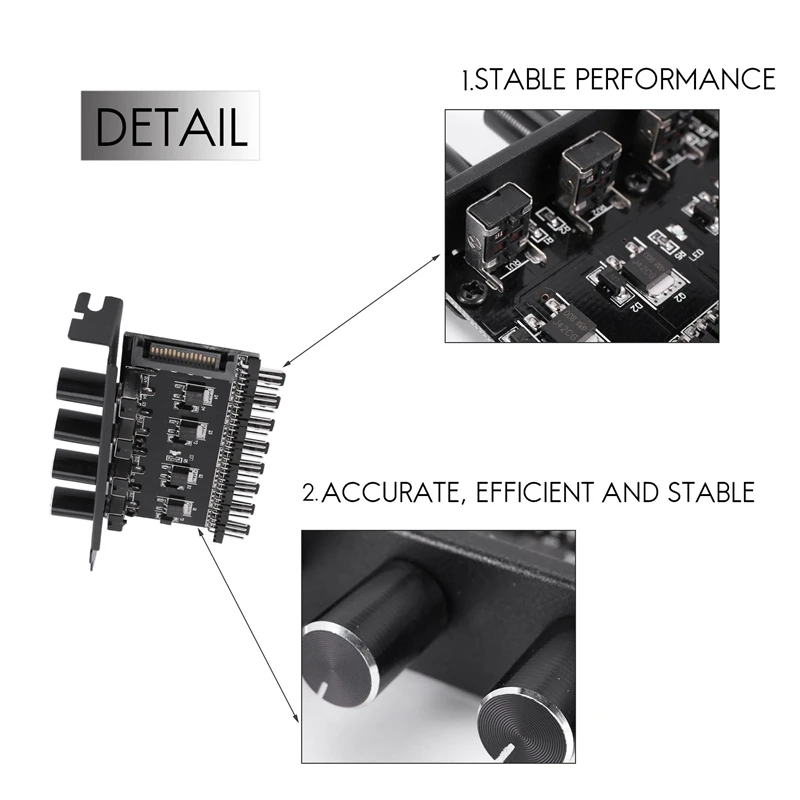 Contrôleur de vitesse du ventilateur de refroidissement, hub de ventilateur à 4 boutons, 8 canaux, pour CChancelier Case Hdd Vga Pwm, puissance 12V