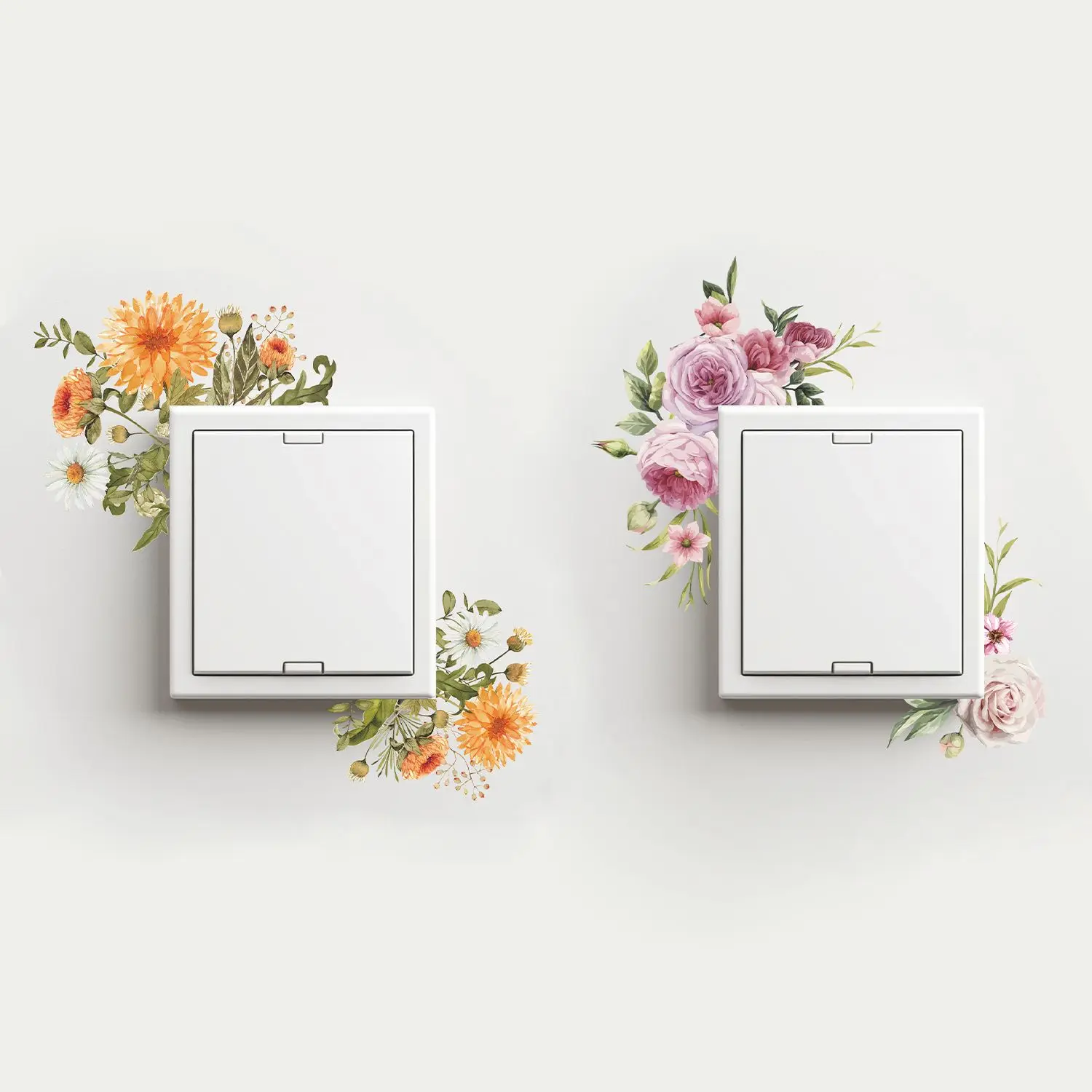 Wall Switch Flower Stickers Universal Household Warm Sockets Room Renovation Bedroom Decoration Stickers Waterproof Wallpaper