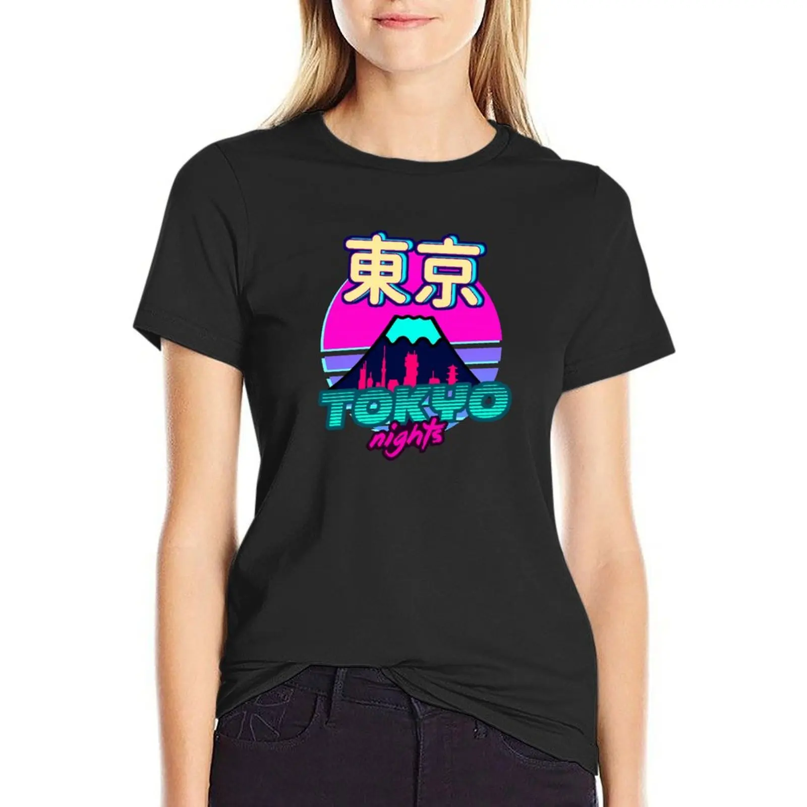 

Tokyo Nights Retro T-Shirt lady clothes sweat Womens graphic t shirts