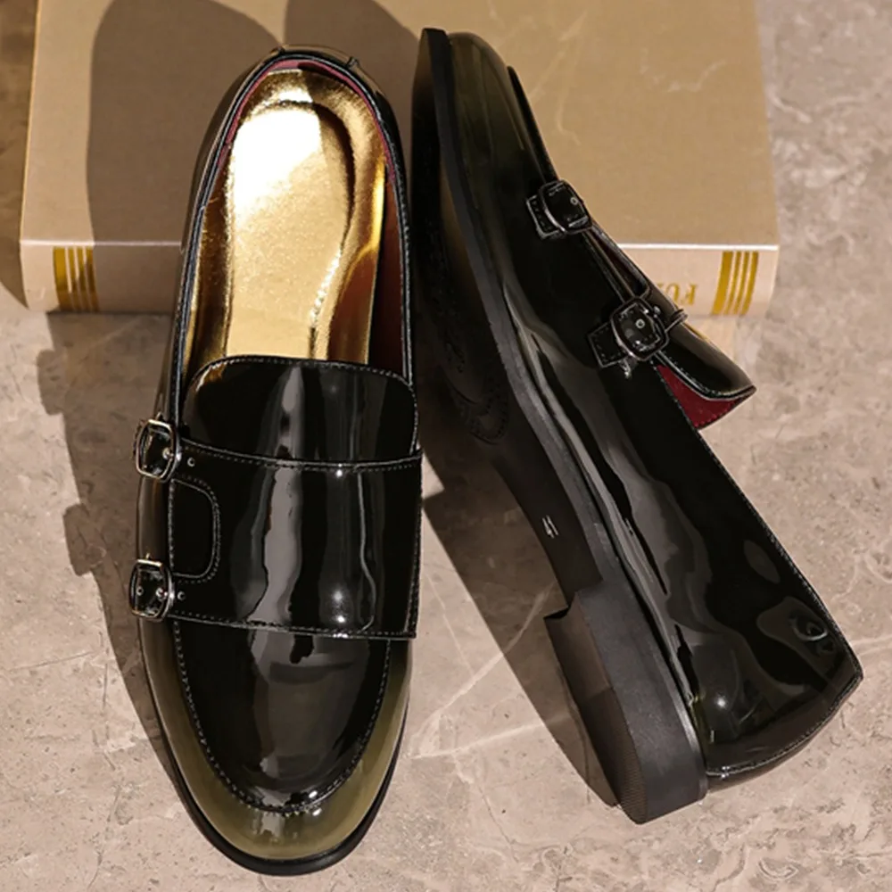 حذاء رجالي بحزام راهب مزدوج يناسب حذاء بيني إيطالي بدون كعب رجل رسمي أنيق مكتب رجل أحذية بدون كعب أحذية رسمية فاخرة #5