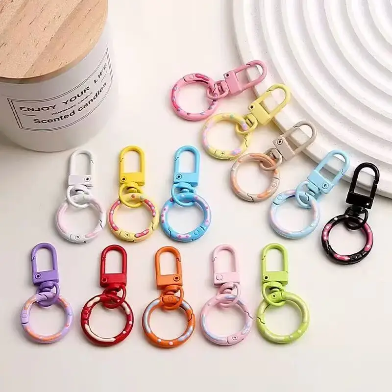 5-10PCS Keyring Lobster Clasp Spring Buckle With Buckle Colored Keychains For DIY Jewelry Making Key Ring Hooks Bags Buckle