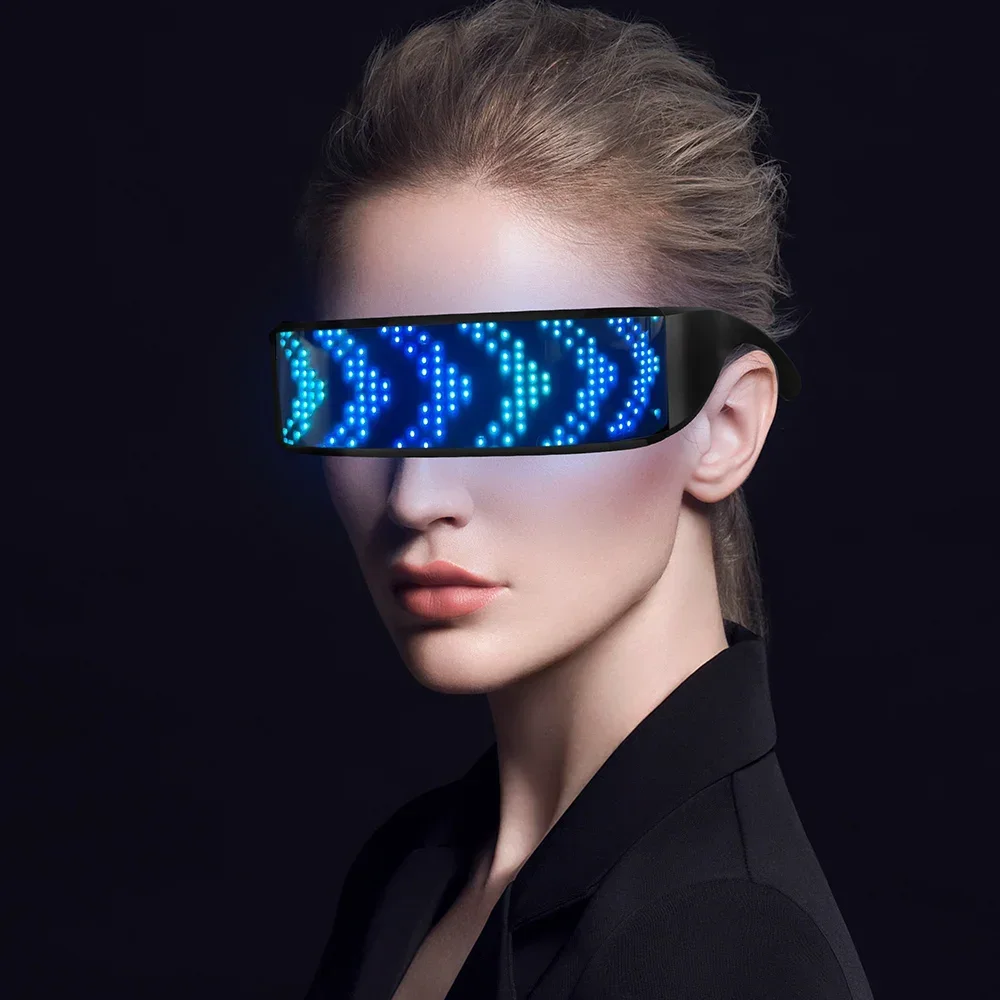 Bluetooth LED Luminous Glasses DIY Programmable Electronic Futuristic Eyewear for Halloween Party Bar Festival Performance view 3
