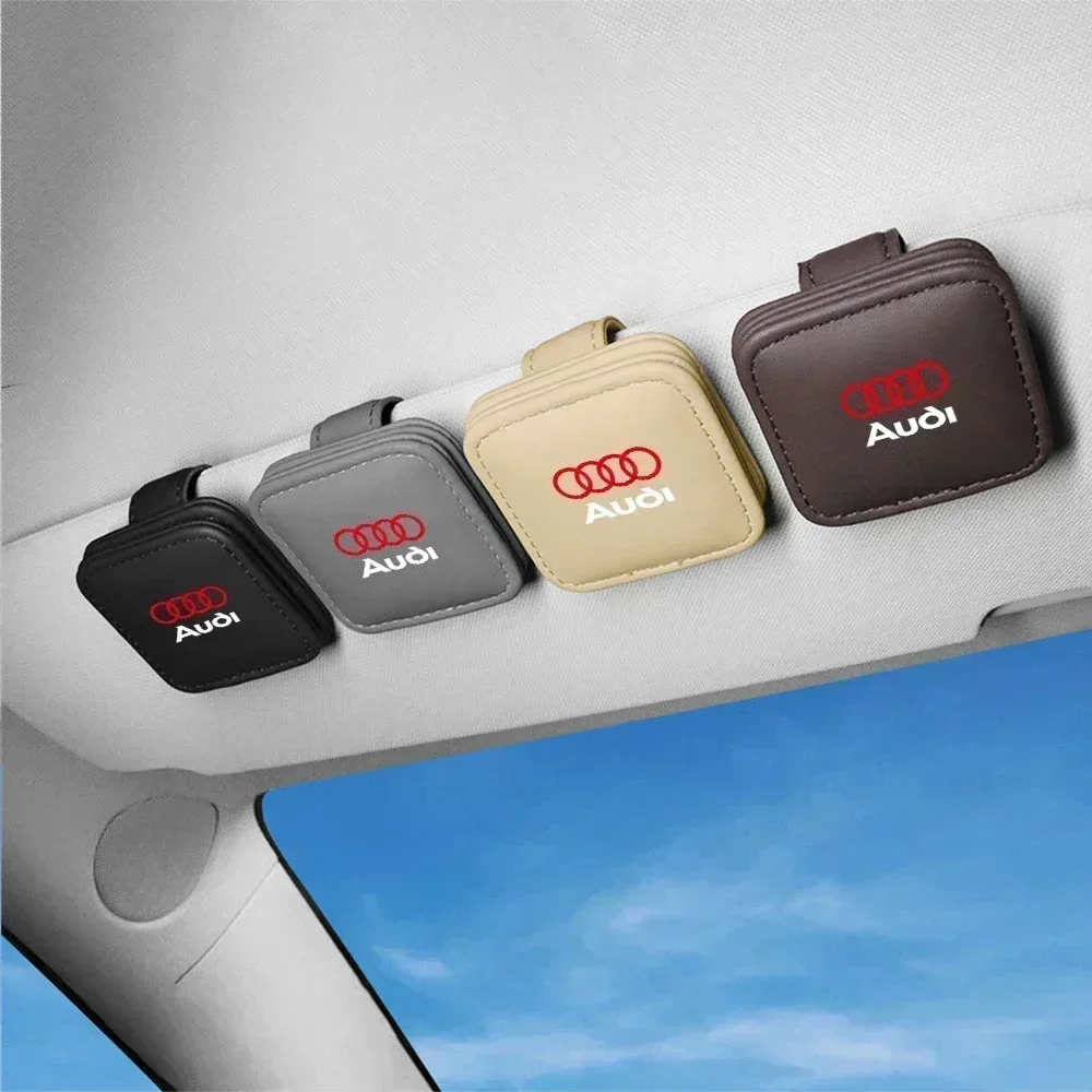 

Car Leather Sunglasses Storage Clip Sun Visor Glasses Fastener Interior Accessories For Audi A3 A4 A5 A6 A7 A8 S3 S4 Q2 Q3 Q5 Q7