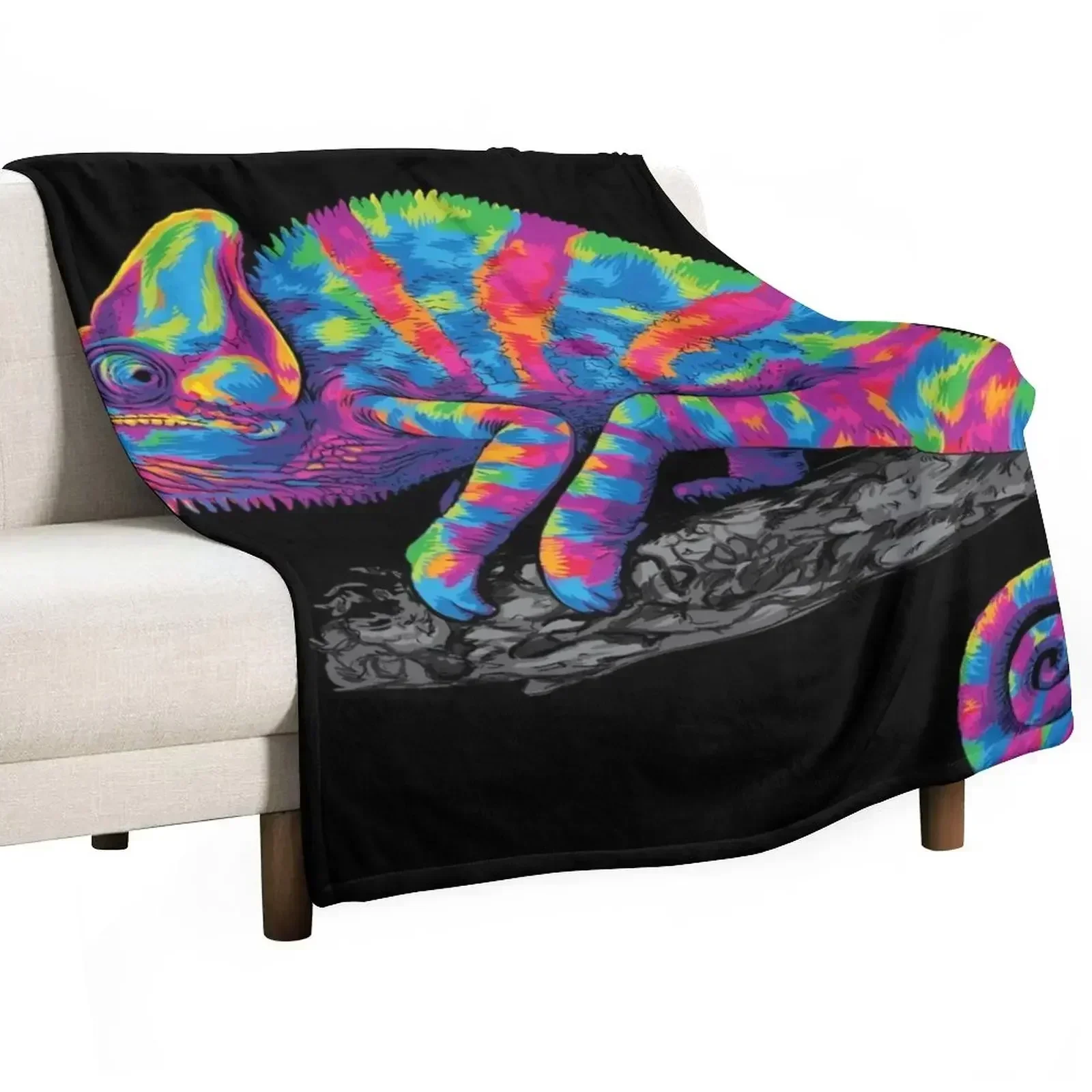 

Colorful Chameleon Throw Blanket Warm Accent Blanket for Living Room Decoration