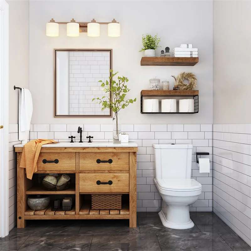 

Bathroom Shelves Over Toilet Wall Mounted Floating Shelves Farmhouse Shelf Toilet Paper Storage Small 16 Inch Set Of 2
