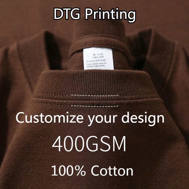 Customize T-shirts DIY Your Brand Logo or Your Design Photos Text DTG Printing 400GSM High Quality Mens Oversized T-shirts 3XL
