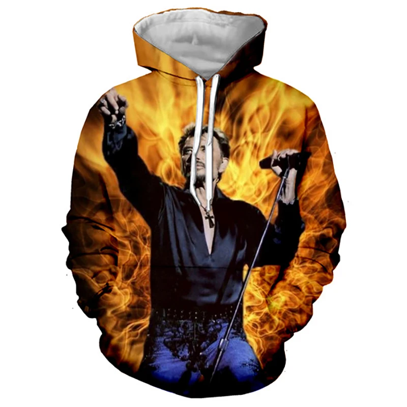 Frankreich Rock Sänger Johnny Hallyday 3D-Druck Männer/Frauen Hoodie lässig übergroßen Pullover beliebte Sweatshirt Mode Männer Kleidung