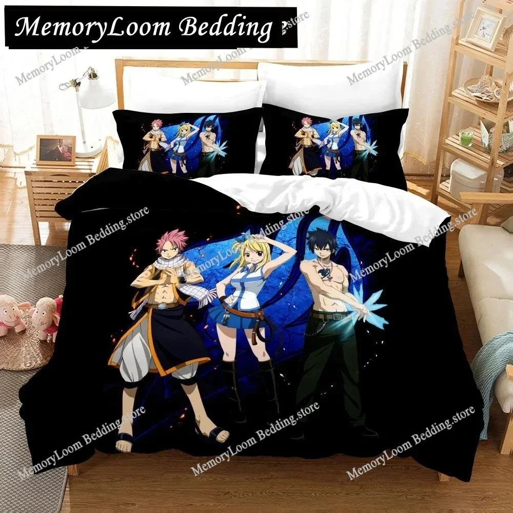 3D Print Anime Fairy Tail Logo Natsu Bedding Set Boys Girls Twin Queen Size Duvet Cover Pillowcase Bed Boys Adult Home Textiles