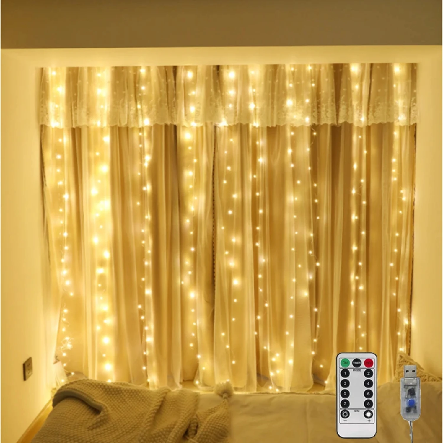 USB Garland LED Fairy Light Curtain Lights  Year's Eve Decoration Wedding Party Birthday Xmas Tree Indoor Window Decor