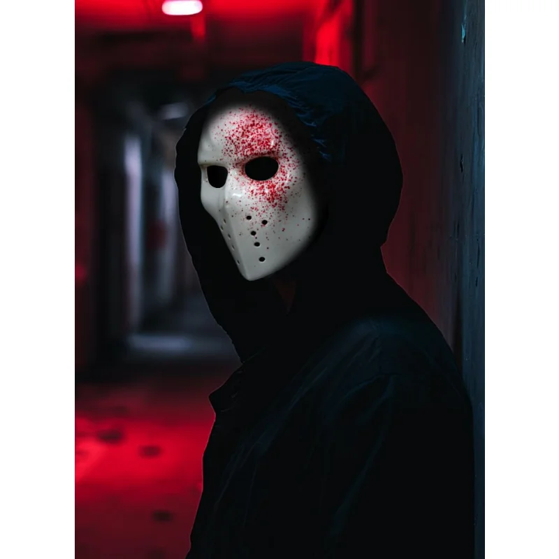 

Blood Splattered Hockey Costume Prop Mask Hard PVC Halloween Masquerade Party Cosplay Props Horror Costume Mask Horror Hockey