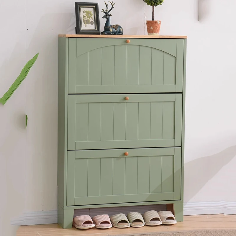 Nordic American Shoe Cabinet Bucket Solid Wood Entrance Thin Shoe Cabinet Simple Green Organizador De Zapatos Home Furniture