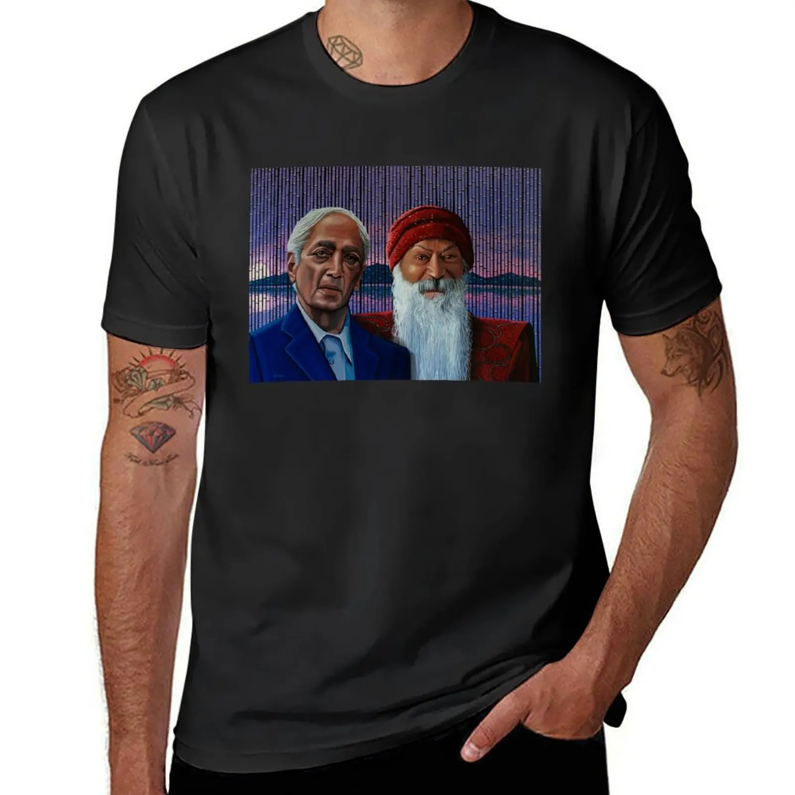 Krishnamurti and Bhagwan T-Shirt sublime funnys men workout shirt