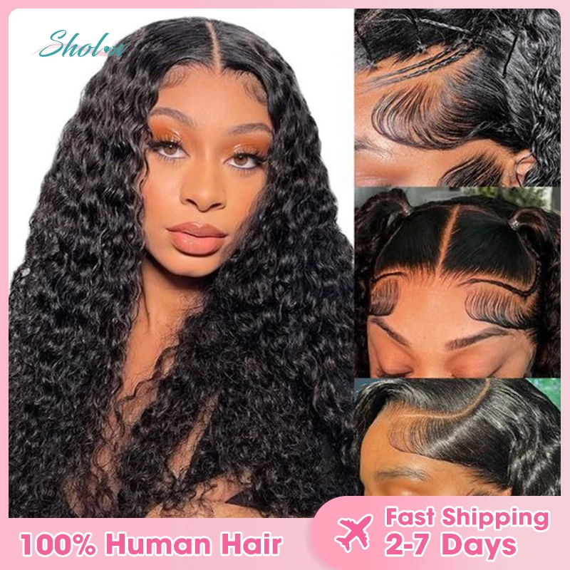 20inch 13x4 Transparent Lace Frontal Wig Brazilian Virgin human hair Deep Wave Lace Front Wigs Human Hair 150% Density