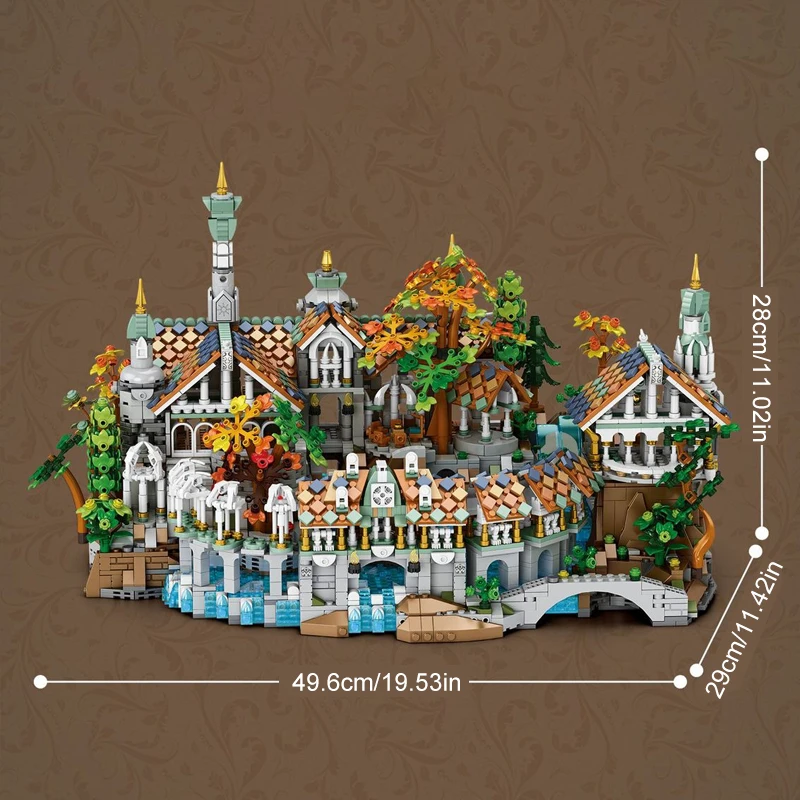 Lord Rings Ravine Modular Buildings Set, Medieval Duskvale Sanctum Architecture Model Building Blocks Toys Adults Gift 4406pcs