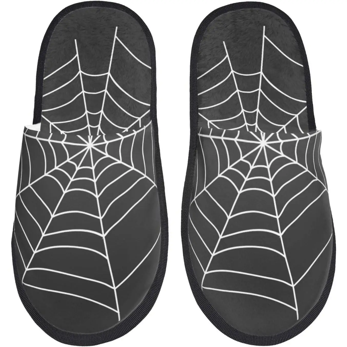 Una tela con un estampado de araña, zapatillas de casa de invierno para interiores y exteriores, zapatillas de invitados para dormitorio